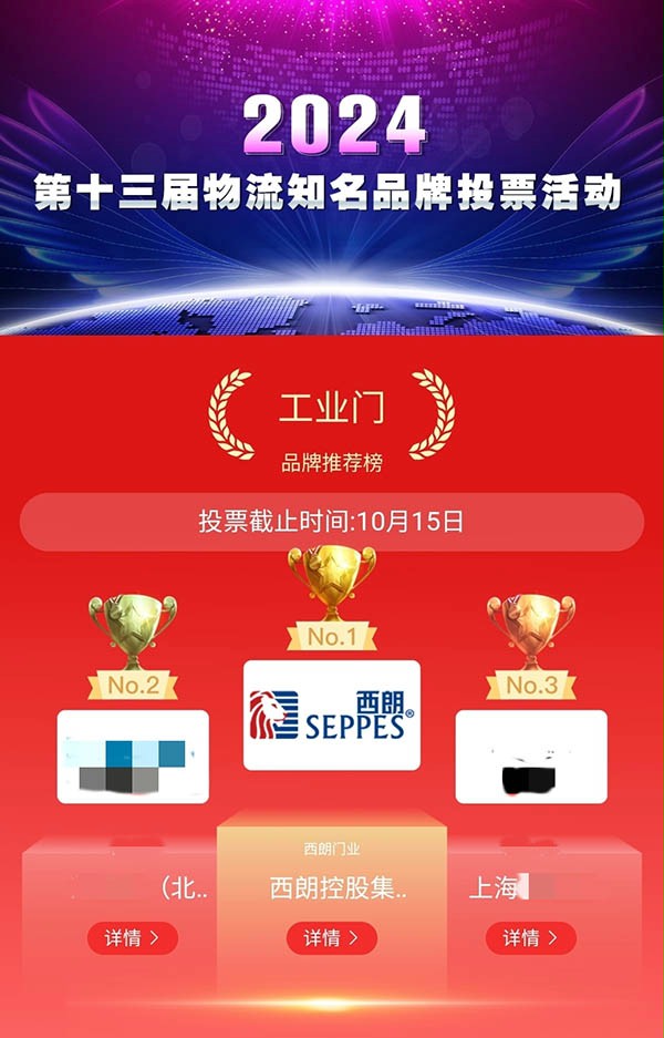 2024第十三届中国物流知名品牌投票评选活动中抖音黄色下载APP门业以最高票数获得前十排名第一